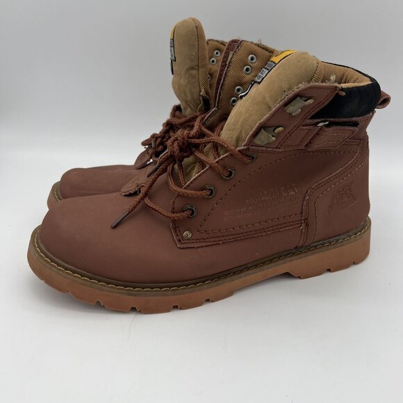 Mens CAT Brown Oil-Resistant Leather Work Boots Size 10 Durable main image 4